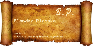 Blander Piroska névjegykártya